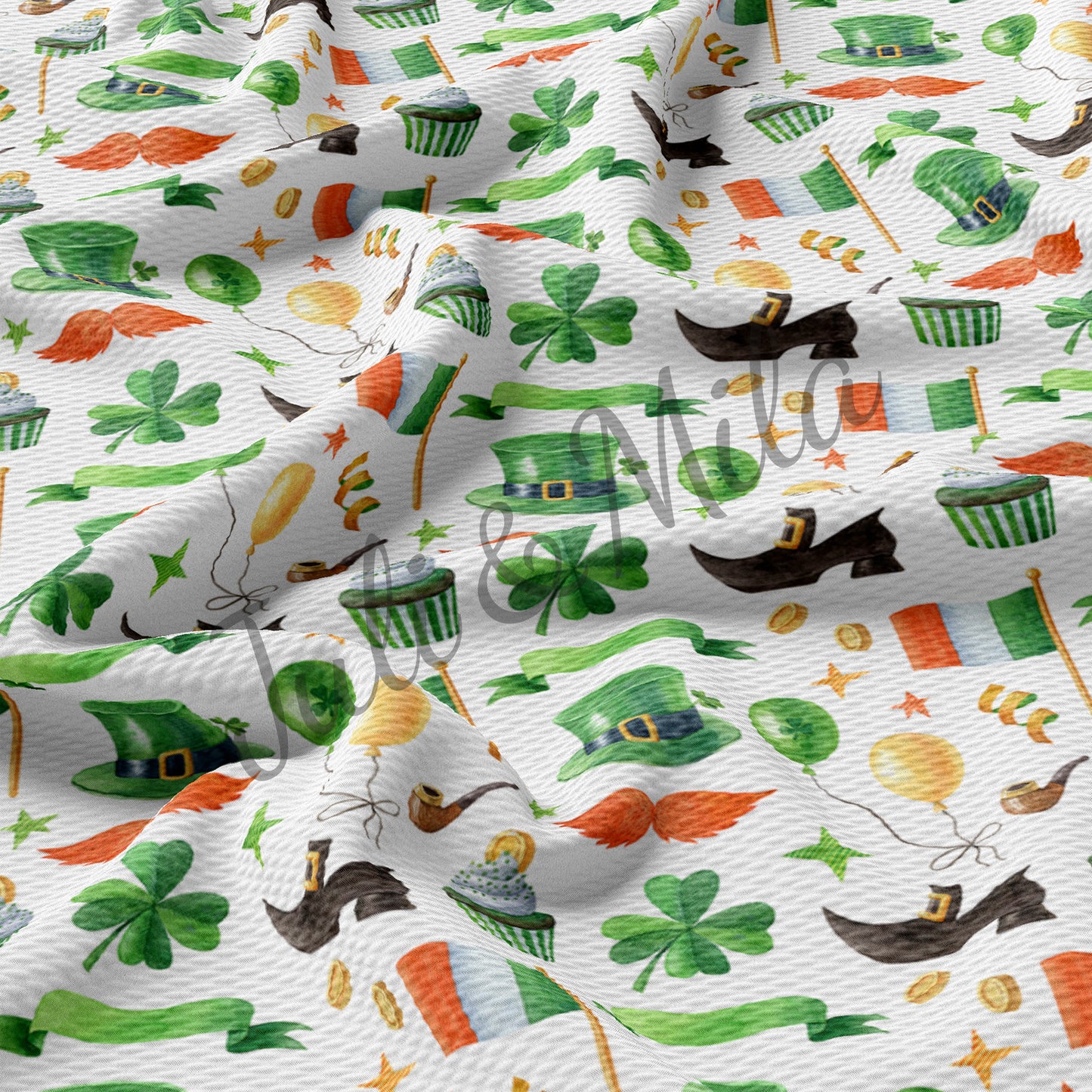 st Patrick’s day Printed Liverpool Bullet Textured Fabric  (p8)