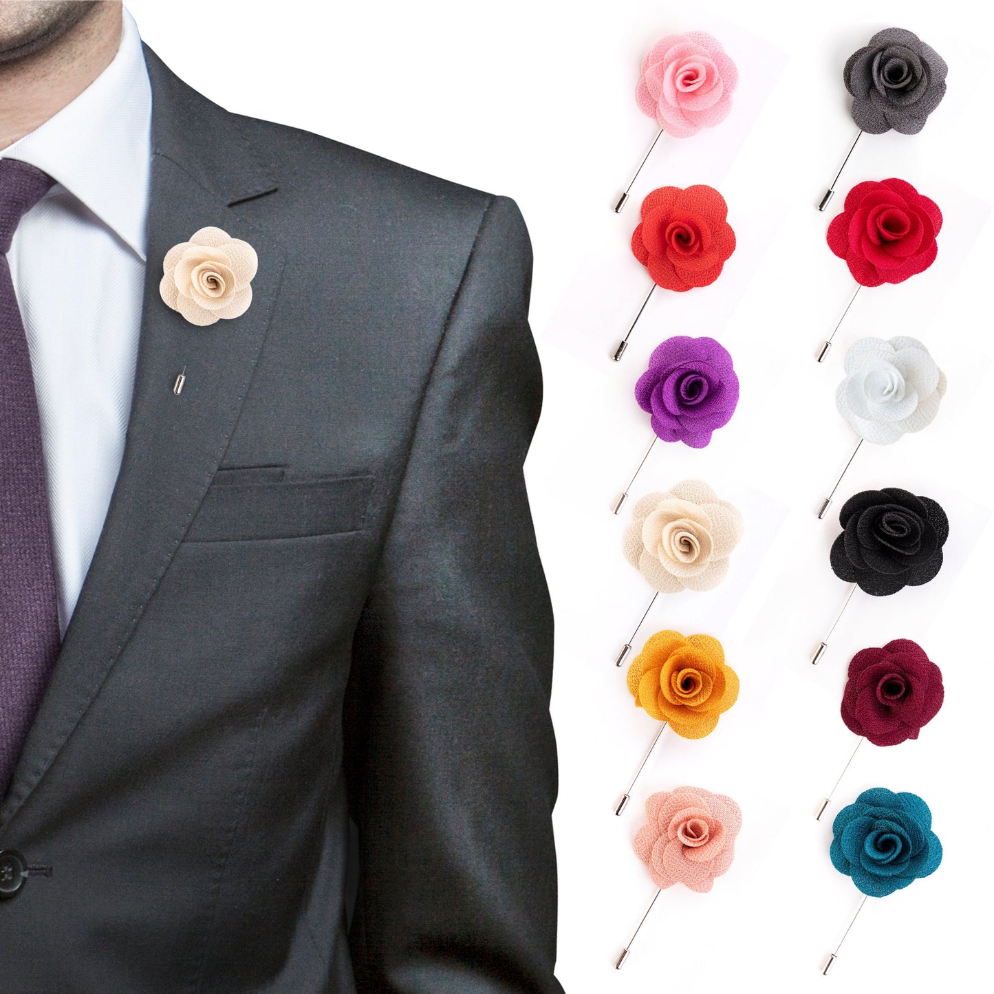 Flower Lapel Pin, Lapel Pin, Lapel Pin, Wedding Lapel Pin, Men Lapel Pin, Lapel Flower, Wedding Boutonniere, Men&#39;s Lapel, Choose Ur Color