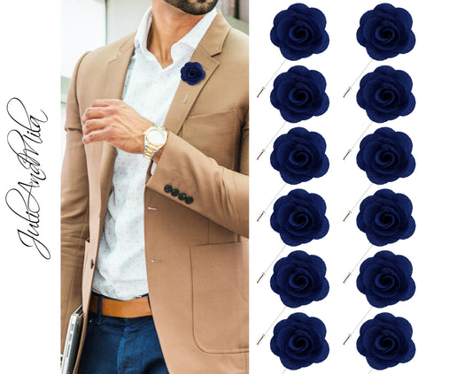 Navy Flower Lapel Pin, Navy Lapel Pin, Lapel Pin, Wedding Lapel Pin, Men Lapel Pin, Lapel Flower, Wedding Boutonniere, Gift, Men&#39;s Lapel