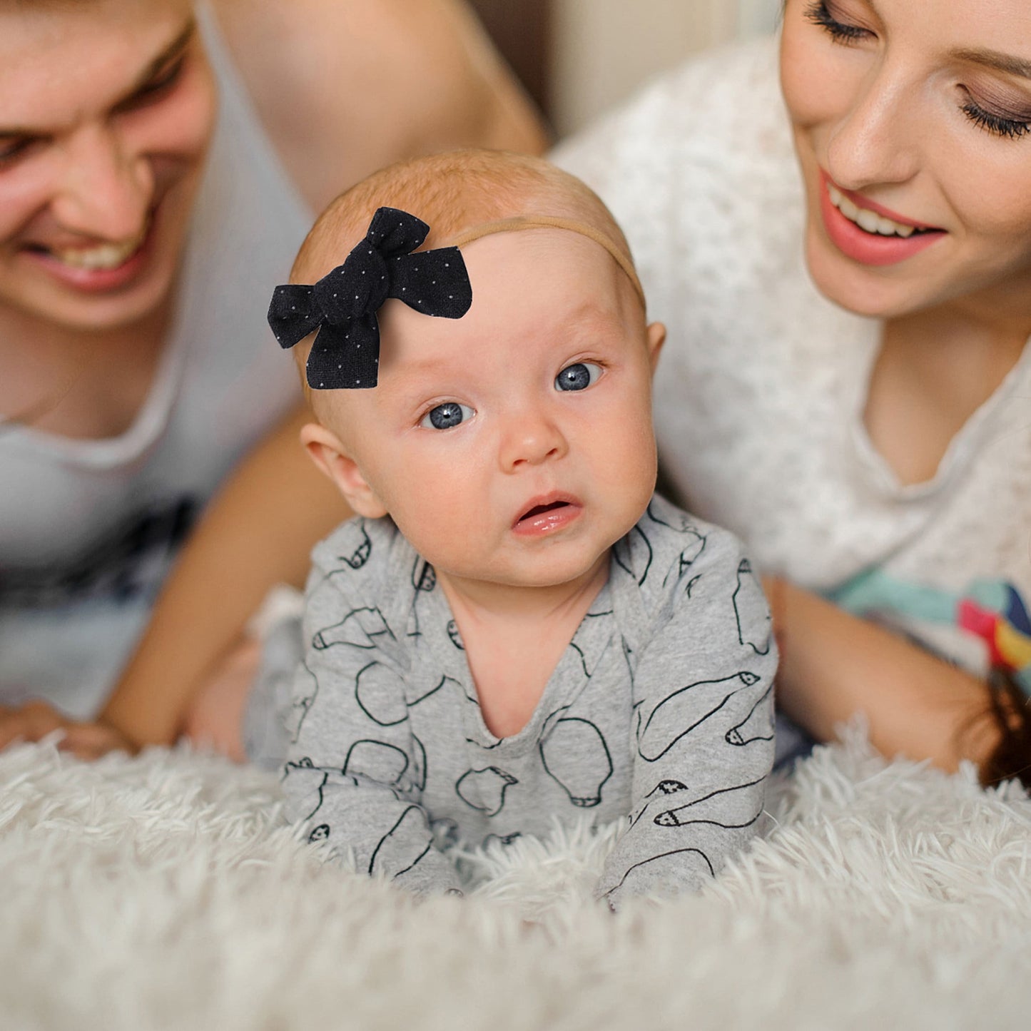 10 Polka Dots Nylon Baby Headbands, Baby Girl Headbands, Newborn baby headbands, Infant Headbands, Baby Bow Headbands: Linen Polka Dot