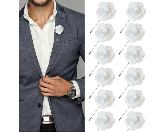 White Flower Lapel Pin, White Lapel Pin, Lapel Pin, Wedding Lapel Pin, Men Lapel Pin, Lapel Flower, Wedding Boutonniere, Gift, Men&#39;s Lapel