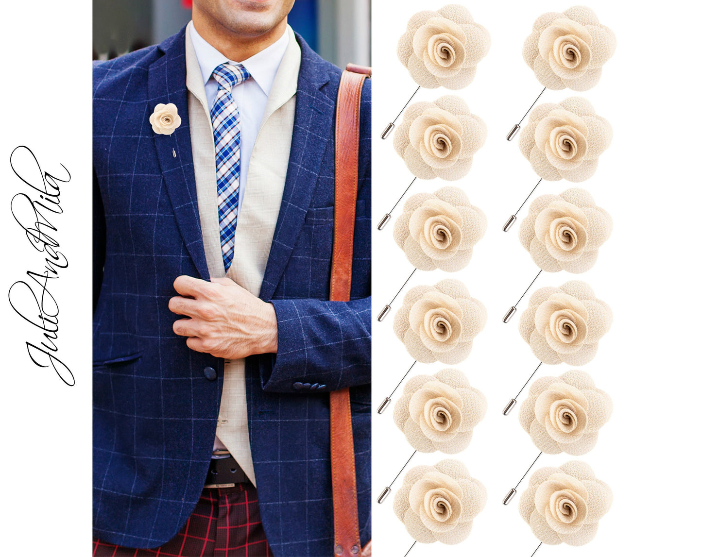 Lapel Pin, Beige Lapel Pin,  Flower Lapel Pin, Wedding Lapel Pin, Men Lapel Pin, Lapel Flower, Wedding Boutonniere, Gift, Men&#39;s Lapel