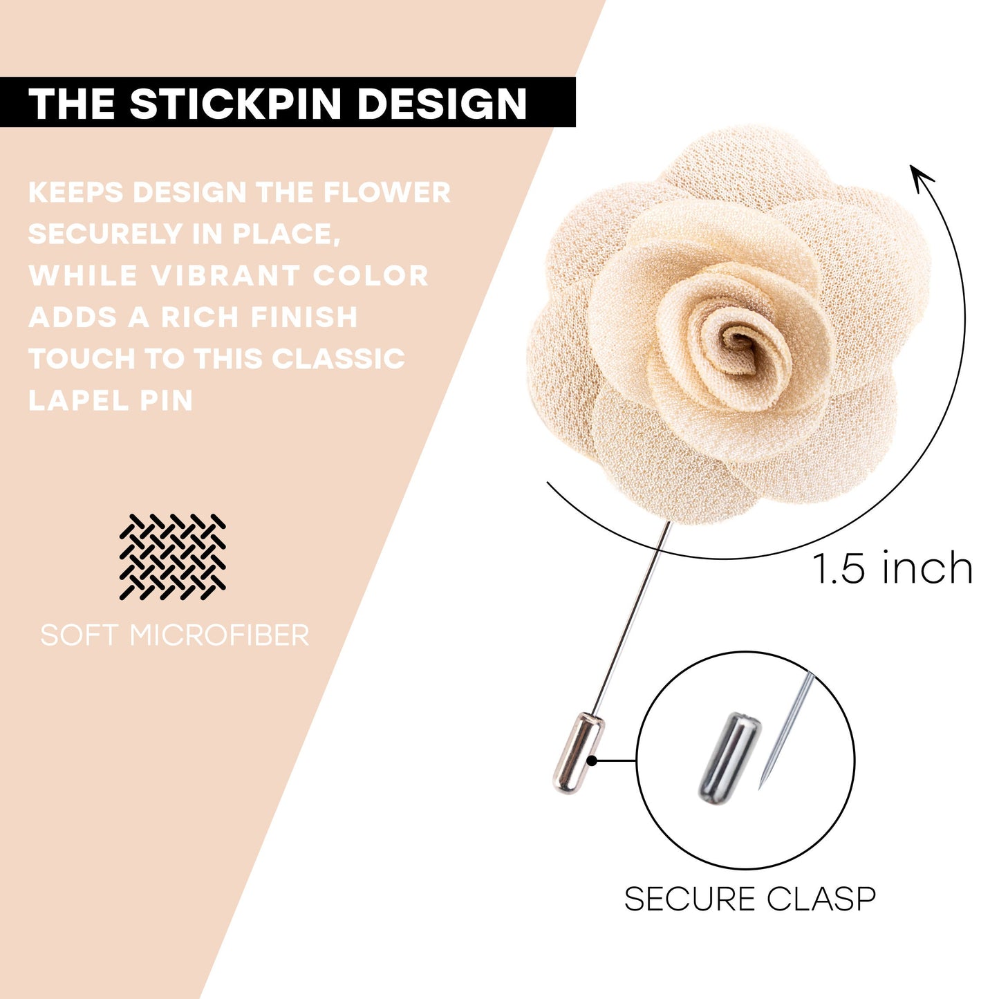 Lapel Pin, Beige Lapel Pin,  Flower Lapel Pin, Wedding Lapel Pin, Men Lapel Pin, Lapel Flower, Wedding Boutonniere, Gift, Men&#39;s Lapel