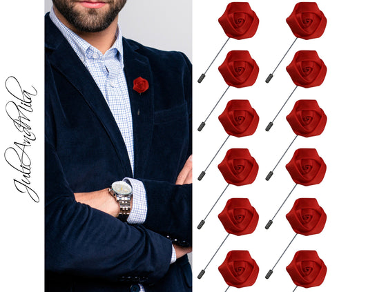 Flower Lapel Pin, Red Lapel Pin, Lapel Pin, Wedding Lapel Pin, Men Lapel Pin, Lapel Flower, Wedding Boutonniere, Gift, Men&#39;s Lapel