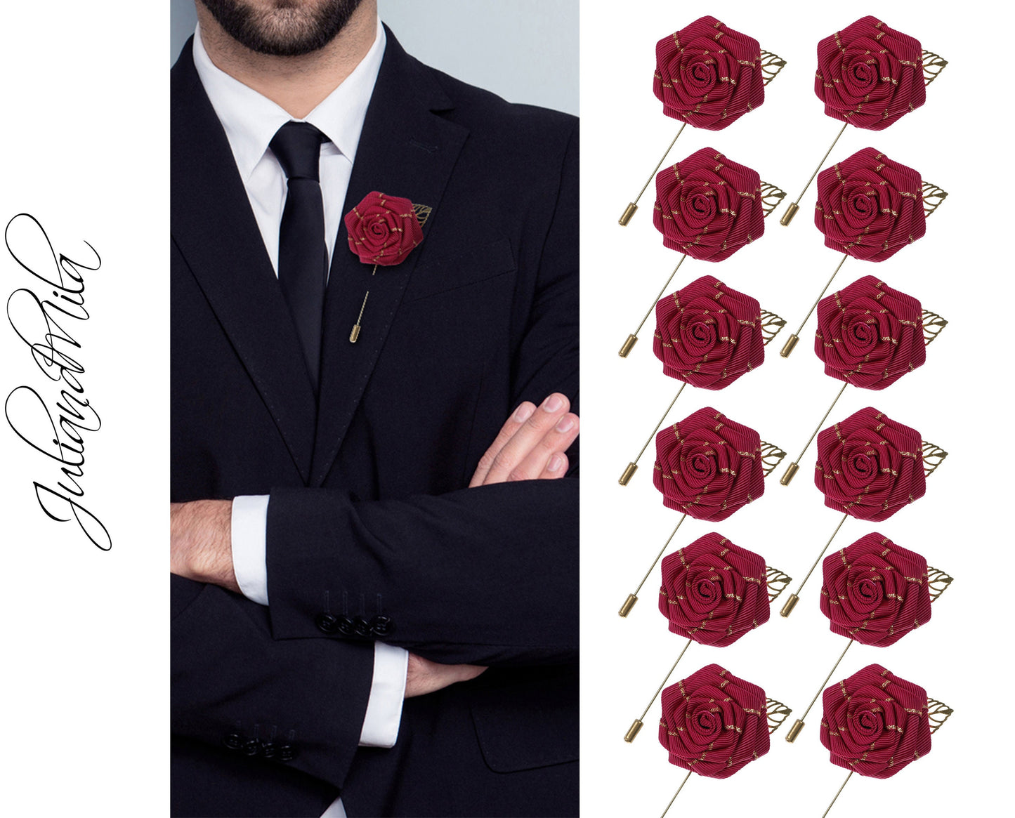 Flower Lapel Pin, Burgundy Lapel Pin, Lapel Pin, Wedding Lapel Pin, Men Lapel Pin, Lapel Flower, Wedding Boutonniere, Gift, Men&#39;s Lapel