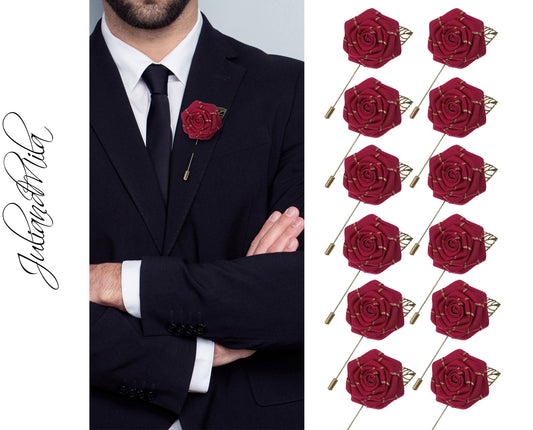 Flower Lapel Pin, Burgundy Lapel Pin, Lapel Pin, Wedding Lapel Pin, Men Lapel Pin, Lapel Flower, Wedding Boutonniere, Gift, Men&#39;s Lapel