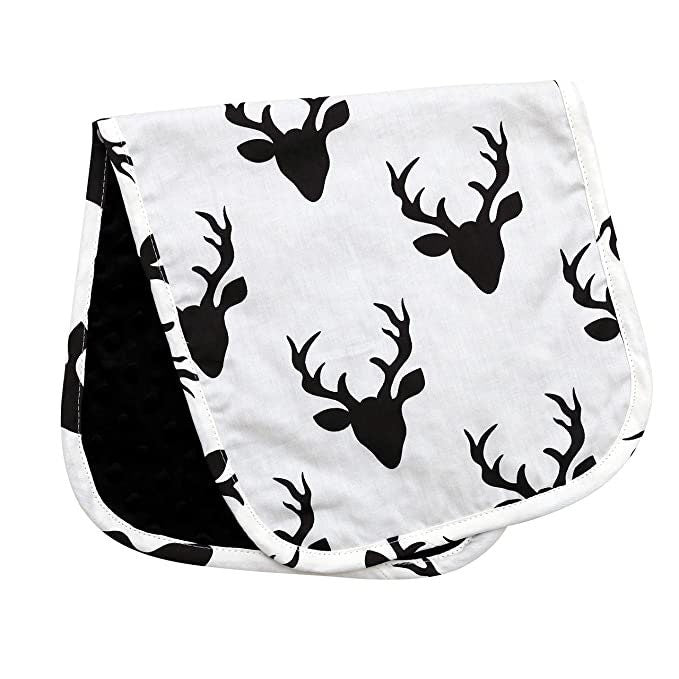 Burp Cloths Boy, Cotton Minky Baby Burp Cloth, Woodland Nursery Decor for Boys Buffalo Plaid Deer Antlers Arrows Collection