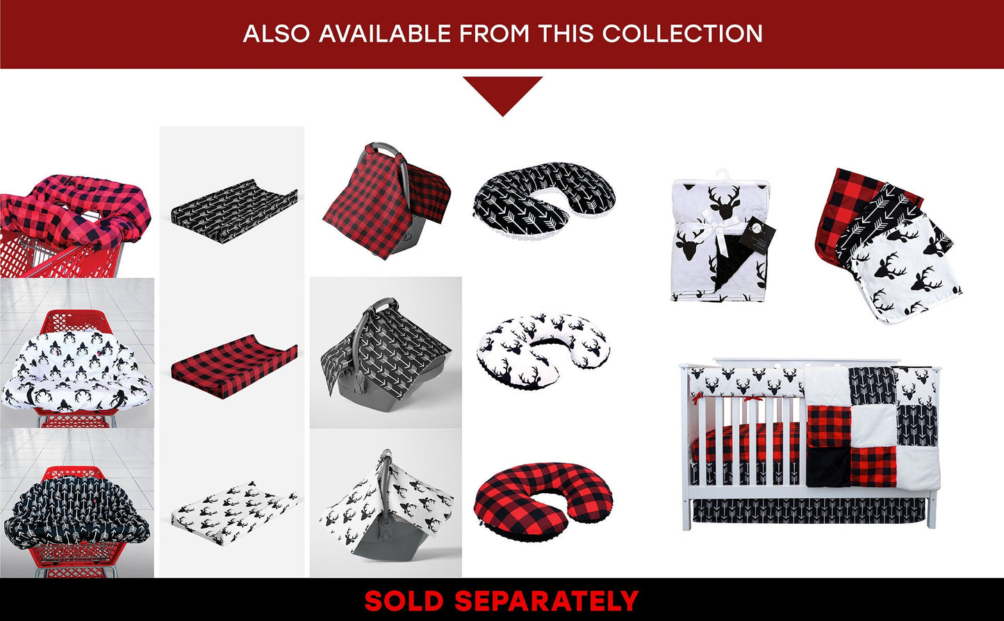 Shopping cart Covers for Baby, High Chair and Grocery Cover for Babies, Infants, Toddlers Trolley Seat for Boys and Girls Black White Antler