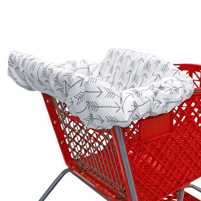 Shopping cart Covers for Baby, High Chair and Grocery Cover for Babies, Infants, Toddlers Trolley Seat for Boys and Girls Black Gray Arrows