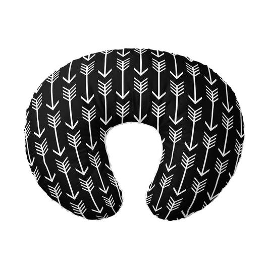 Nursing Pillow Cover, 100% Cotton Slipcover Minky Boy Girl -Woodland Nursery Decor for Baby Boys and Girls Pillow Cover (White Black Arrows)