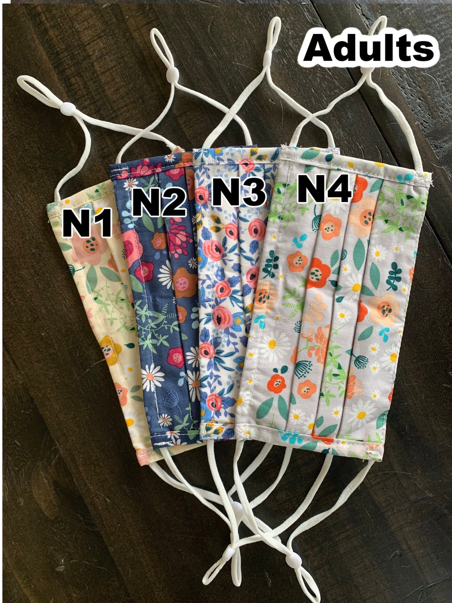 Face Mask with Nose Wire Adjustable Ear Loops Covering Fabric Washable 100% Adult Breathable Three Layer Floral Reusable For Women and kids