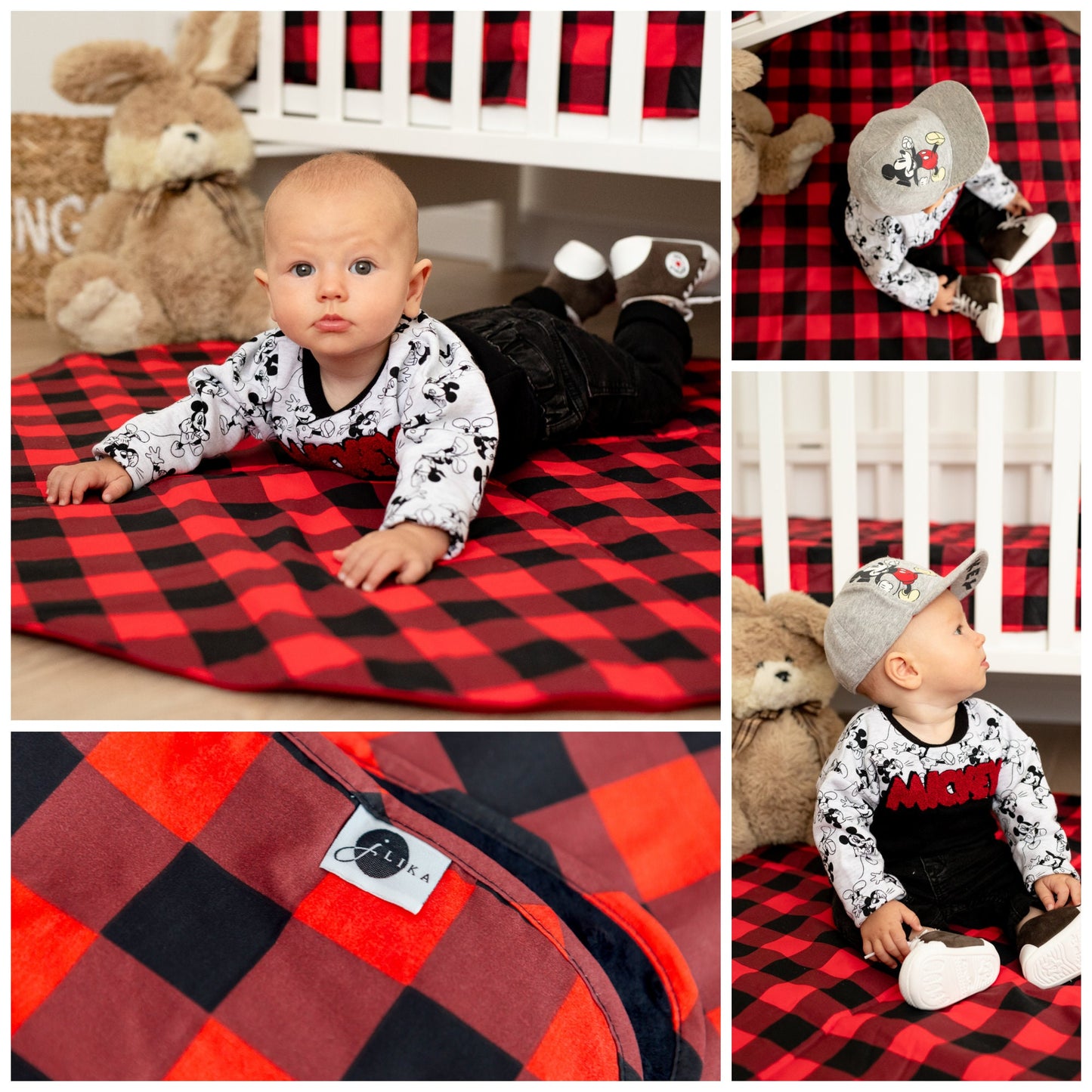 Nursing Pillow Cover,100%Cotton,Slipcover Minky Boy Girl-Woodland Nursery Decor for Baby Boys and Girls Pillow Cover Red Plaid Squares Cabin