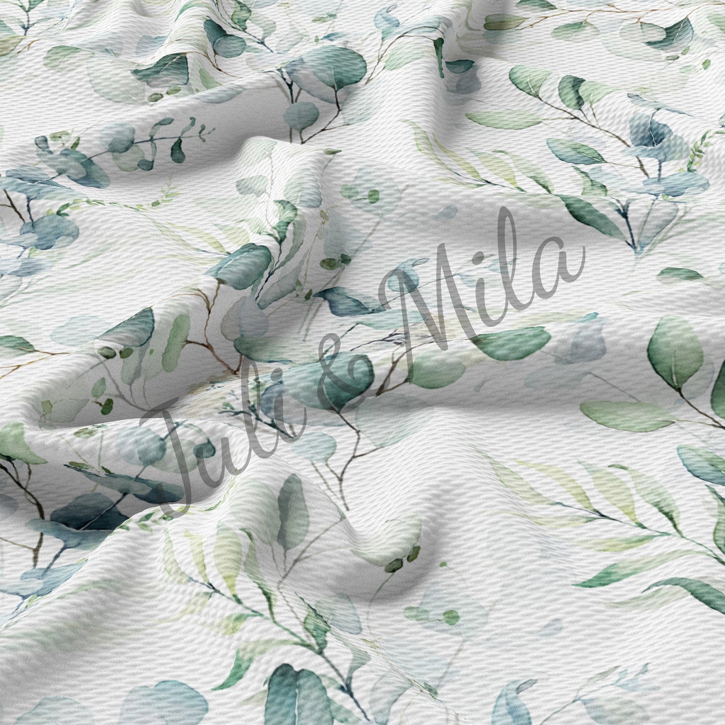 Printed Floral Bullet Textured Fabric  Greenery (F11)