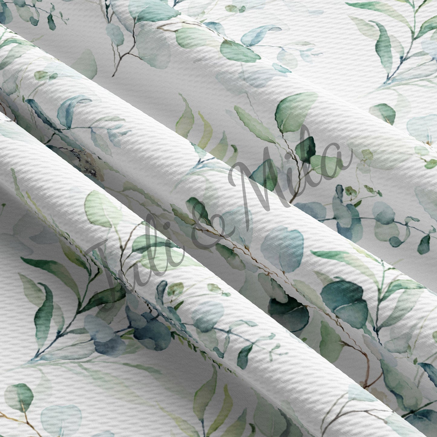 Printed Floral Bullet Textured Fabric  Greenery (F11)