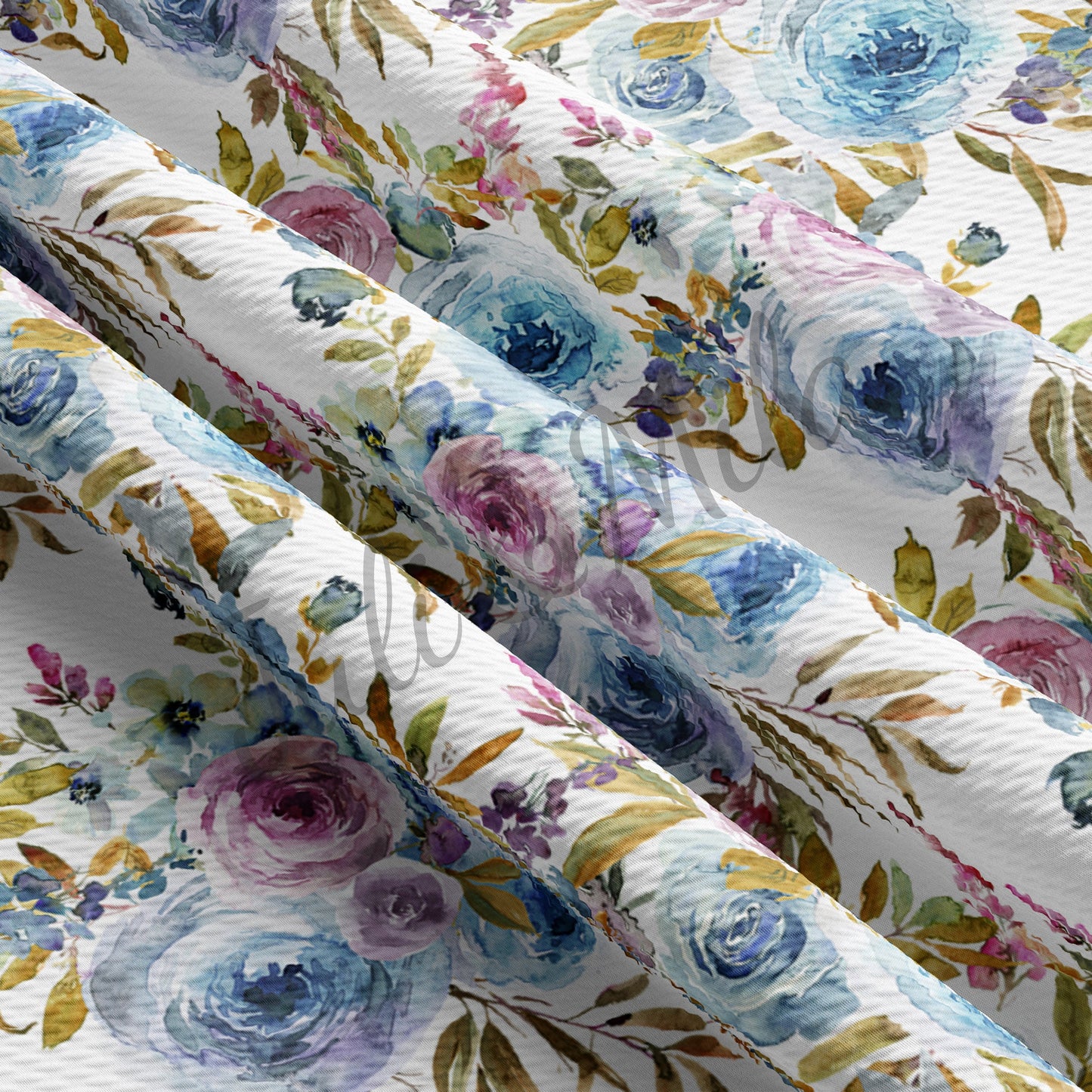 Floral Bullet Fabric Blue Roses  (F37)