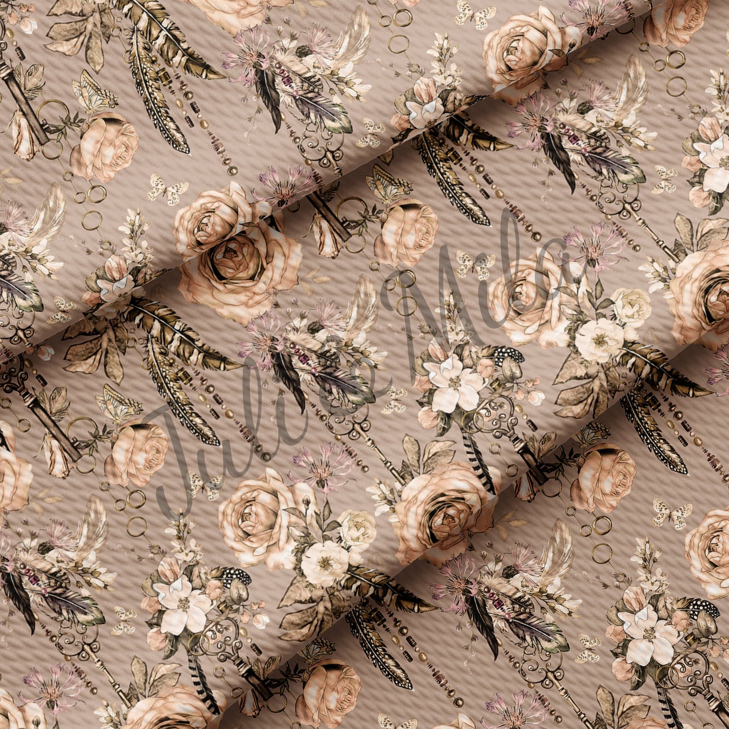 Bullet Textured Fabric  Keys&roses(F48)