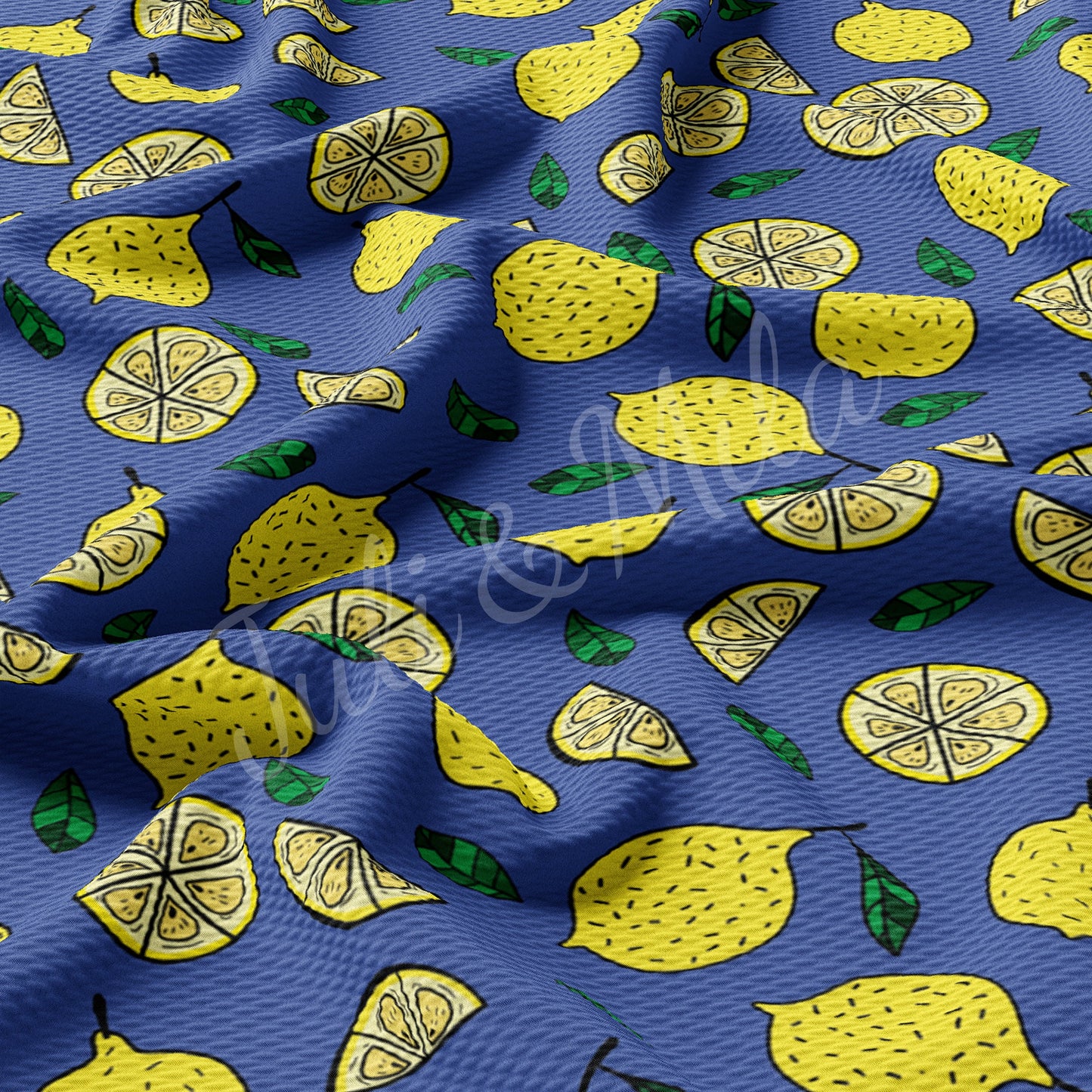 lemon Printed  Bullet Textured Fabric  lemon