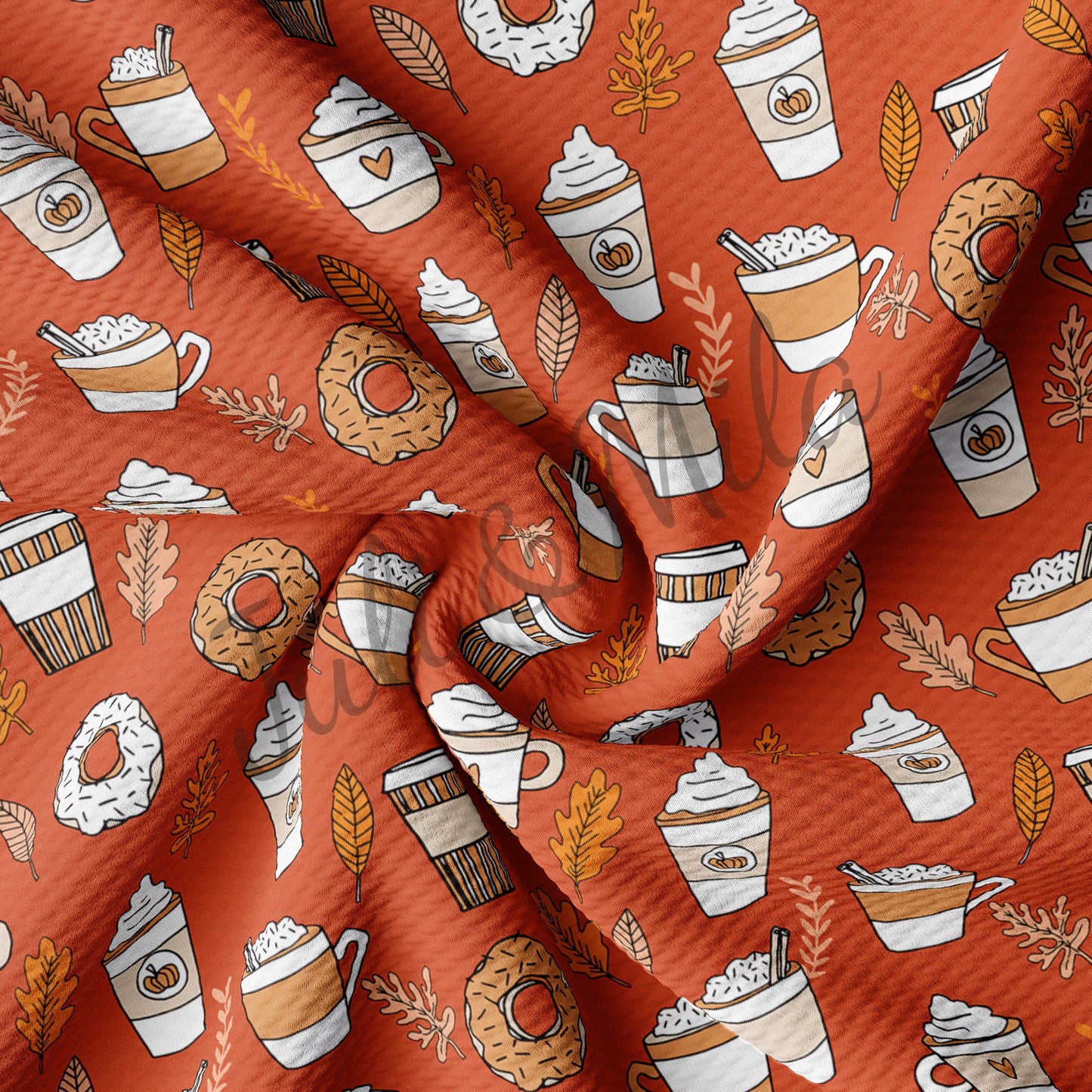 Coffee Printed Liverpool Bullet Textured Fabric  coffeetime