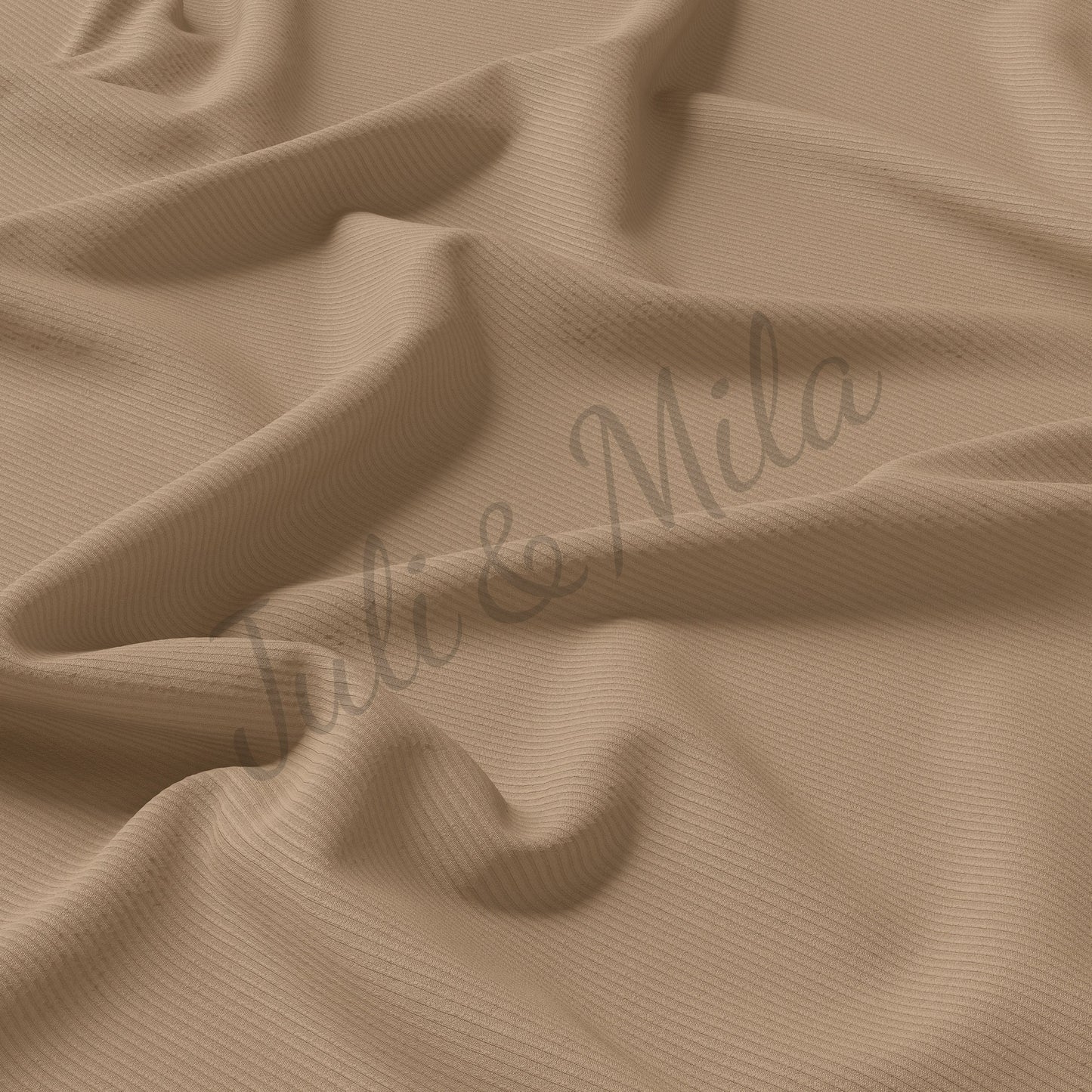 Tan Rib Knit Fabric by the Yard Ribbed Jersey Stretchy Soft Polyester Stretch Fabric 1 Yard