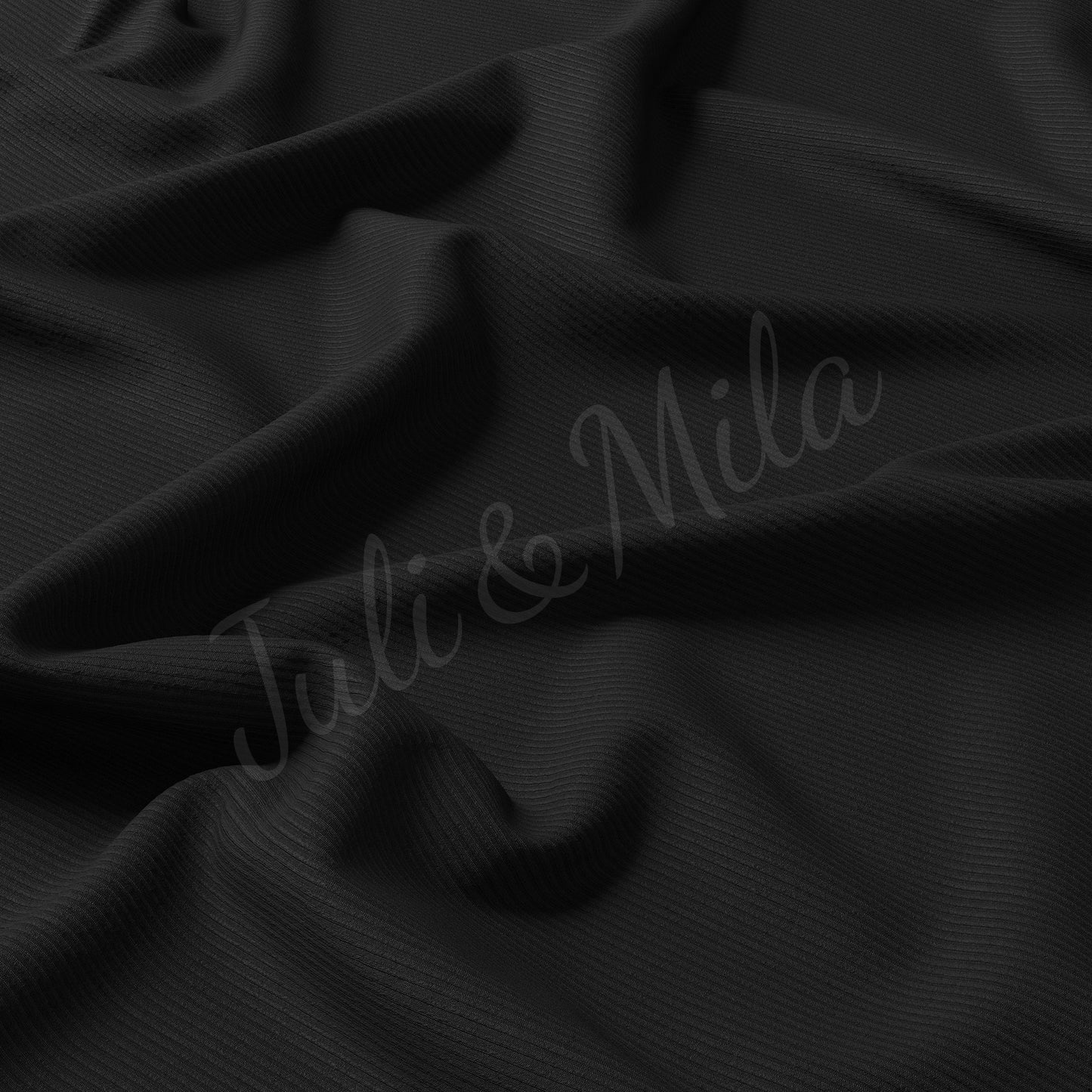 Black Rib Knit Fabric by the Yard Ribbed Jersey Stretchy Soft Polyester Stretch Fabric 1 Yard