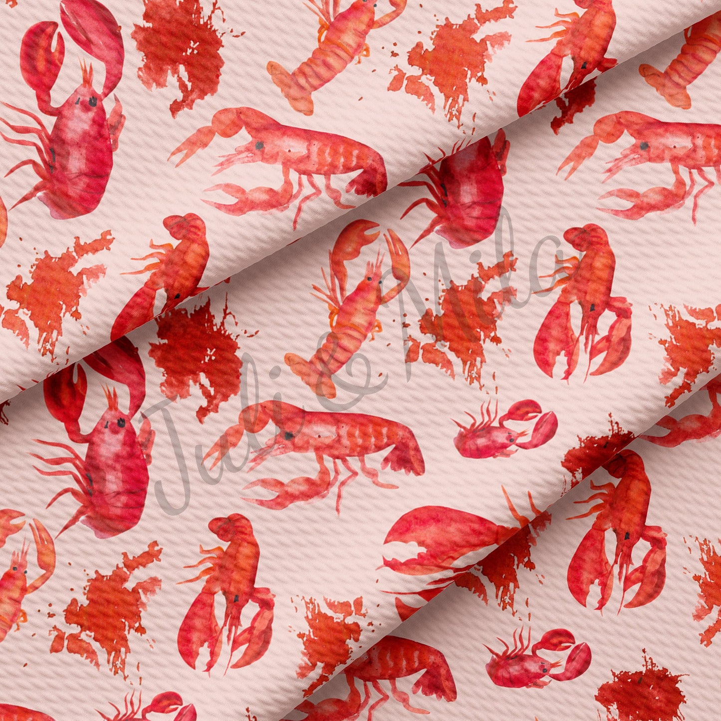 Printed Liverpool Bullet Textured Fabric Lobster AA56