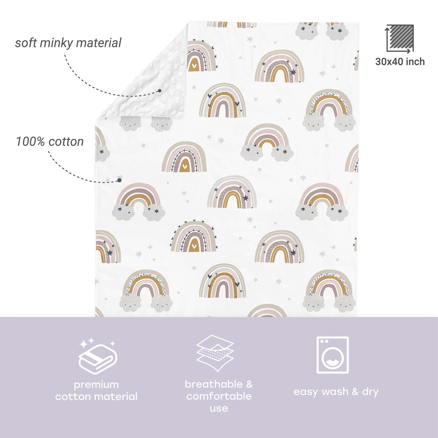 Rainbows Baby Blankets for childrens - Swaddle Newborn Receiving Minky Blanket Boy, Blankets for girls