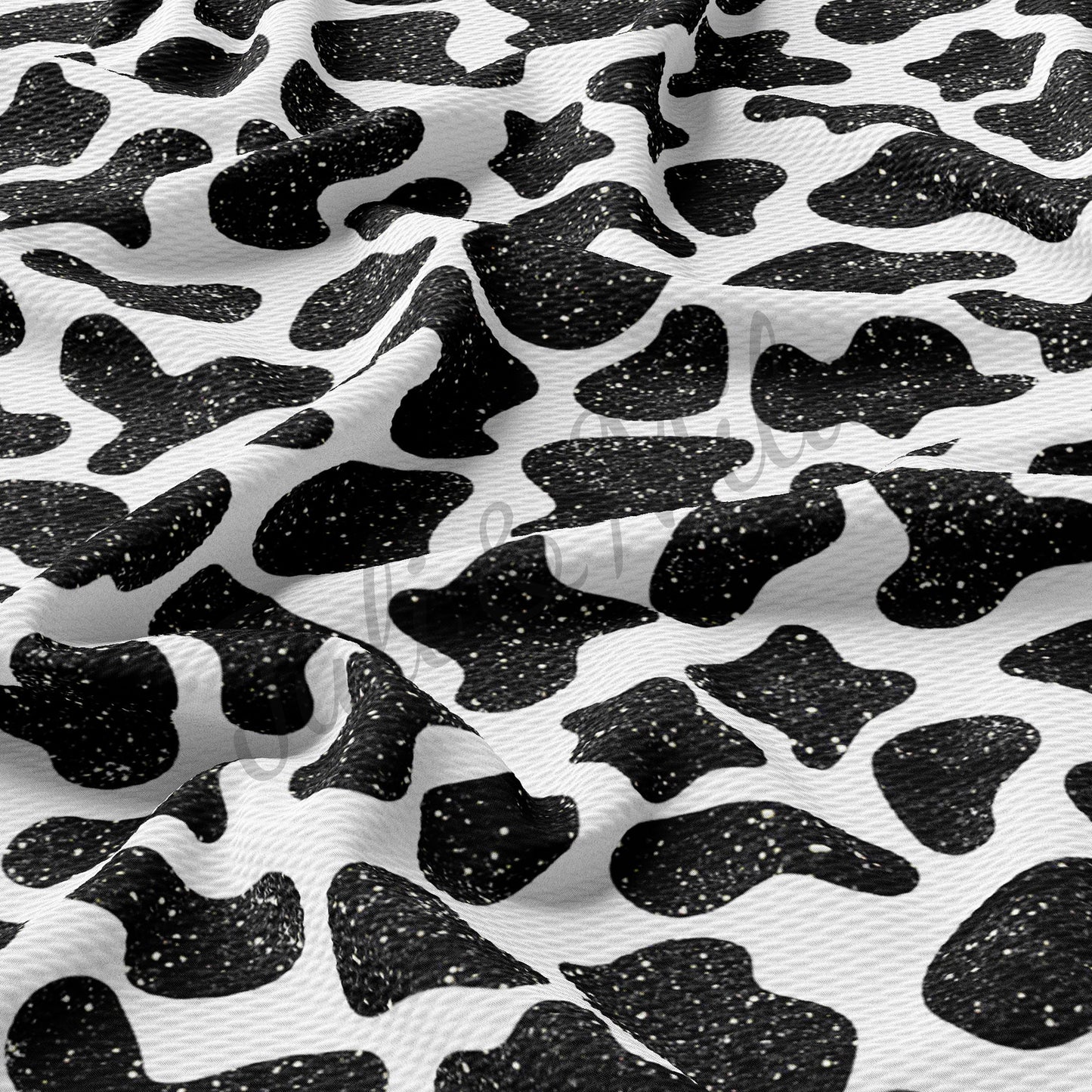 Printed Liverpool Bullet Textured Fabric by the yard 4Way Stretch Solid Strip Thick Knit Jersey Liverpool Fabric blackspots2