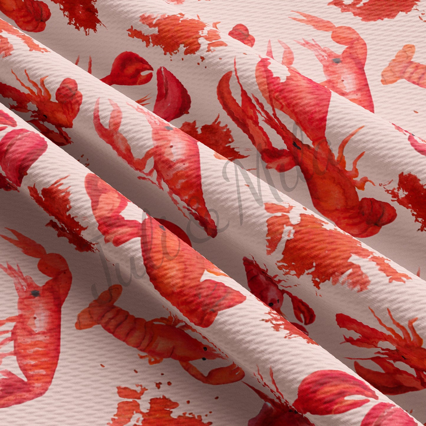 Printed Liverpool Bullet Textured Fabric Lobster AA56