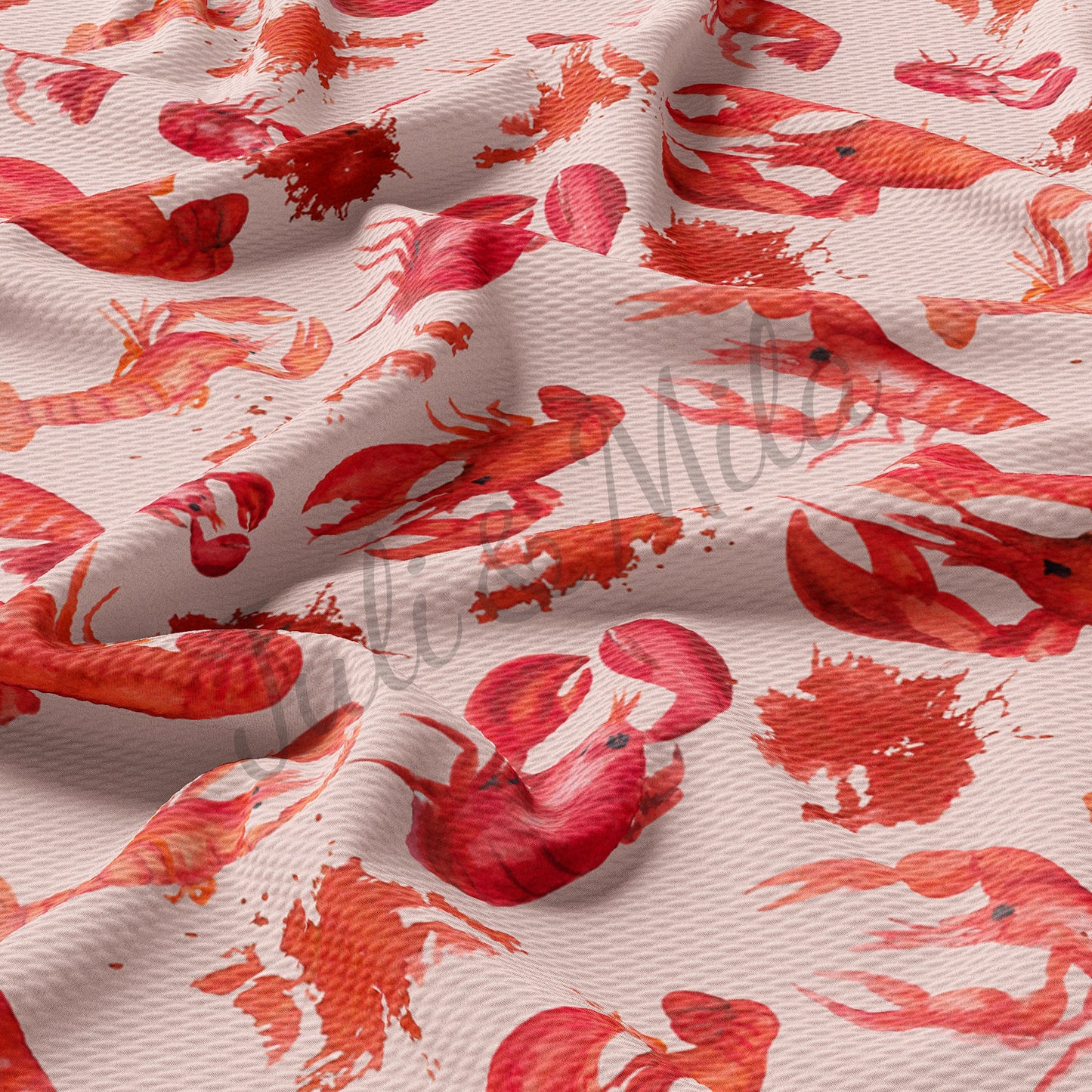 Printed Liverpool Bullet Textured Fabric Lobster AA56