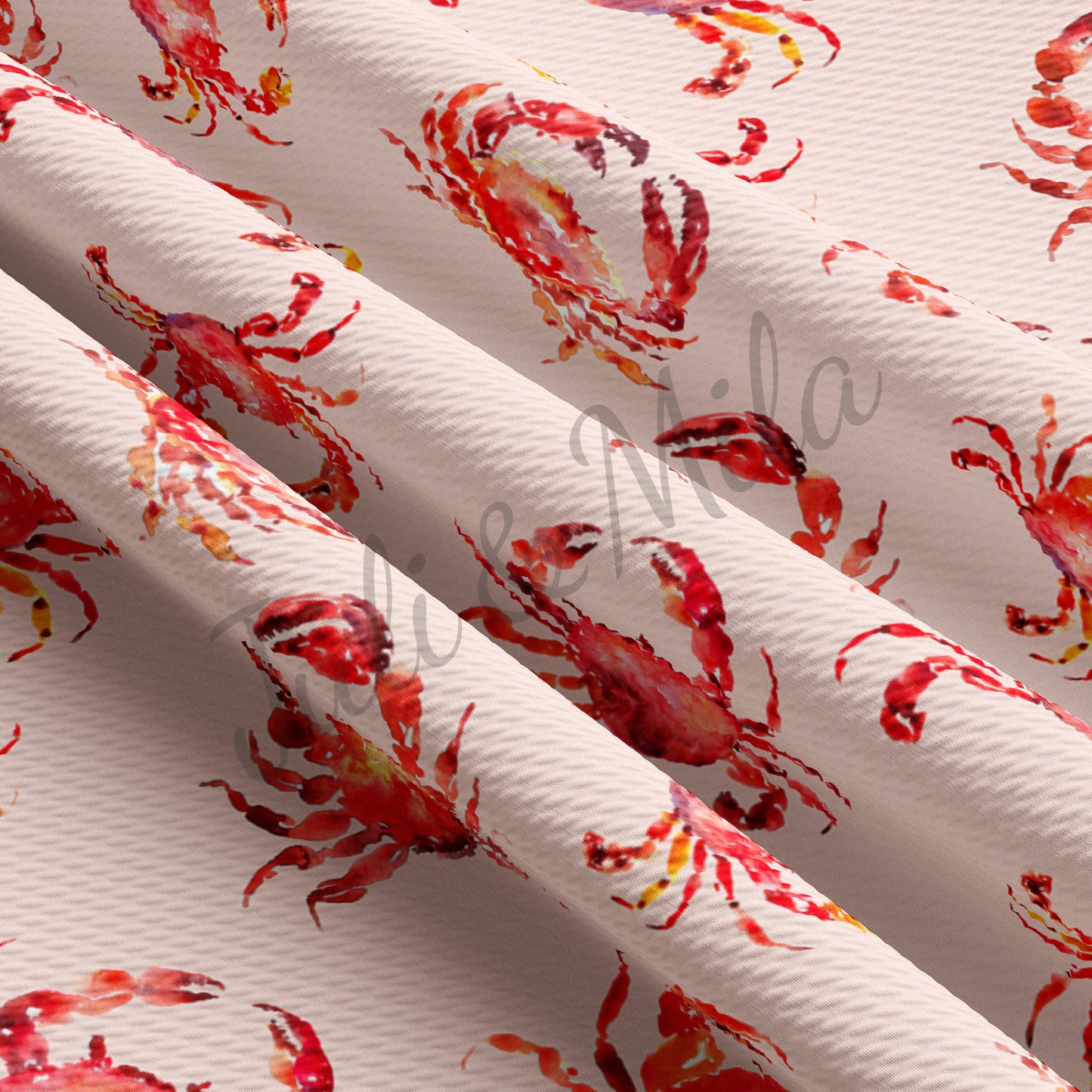 Crab Printed  Bullet Textured Fabric AA94