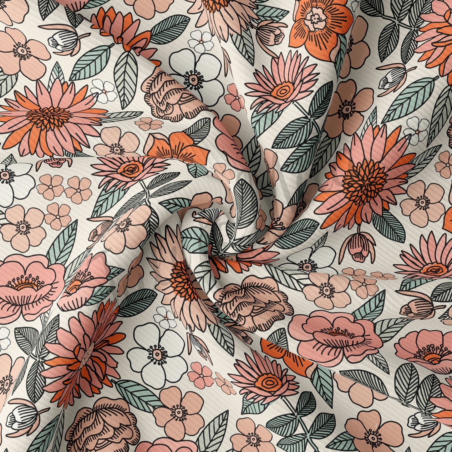 Rib Knit Fabric floral56