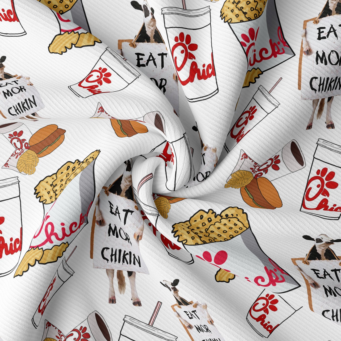 Eat More Chicken Rib Knit Fabric