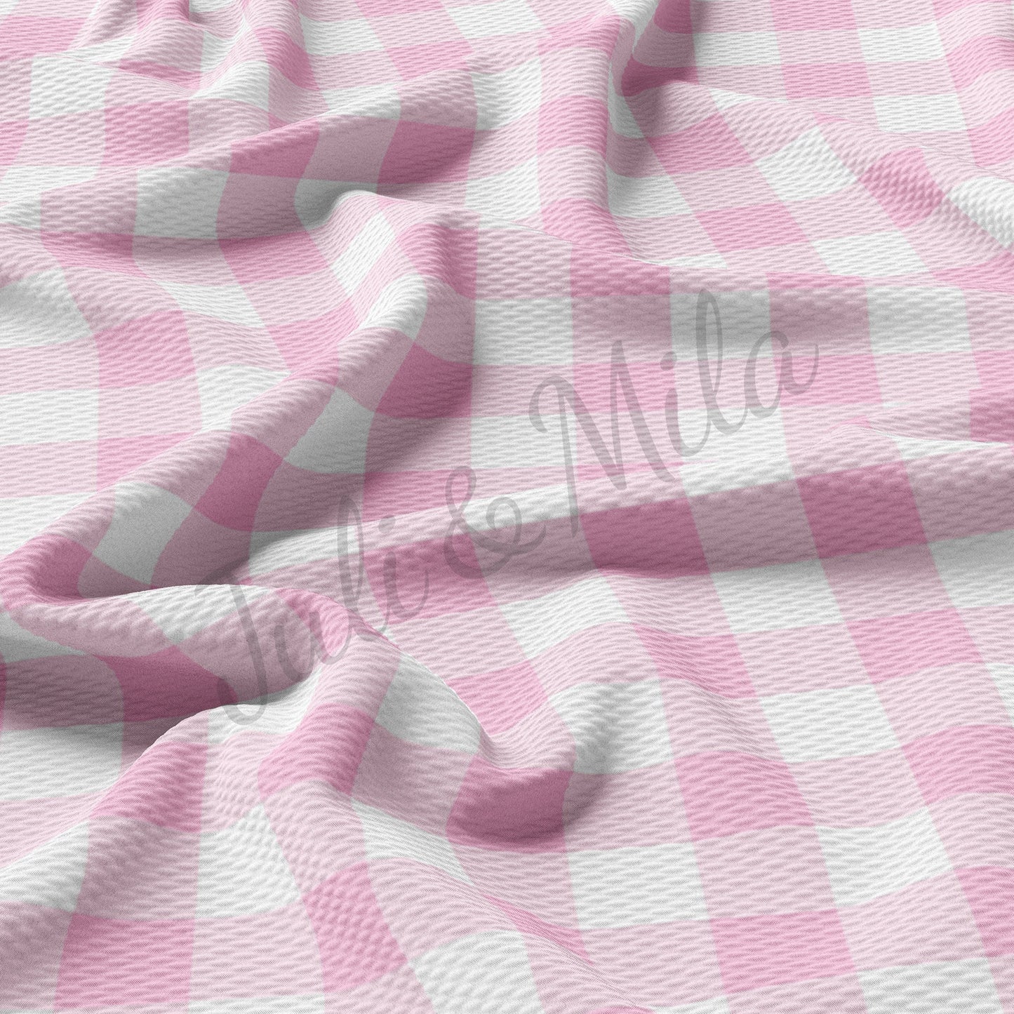 Pink Gingham Liverpool Bullet Textured Fabric AA237