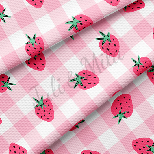 Strawberry Gingham  Bullet Textured Fabric AA240