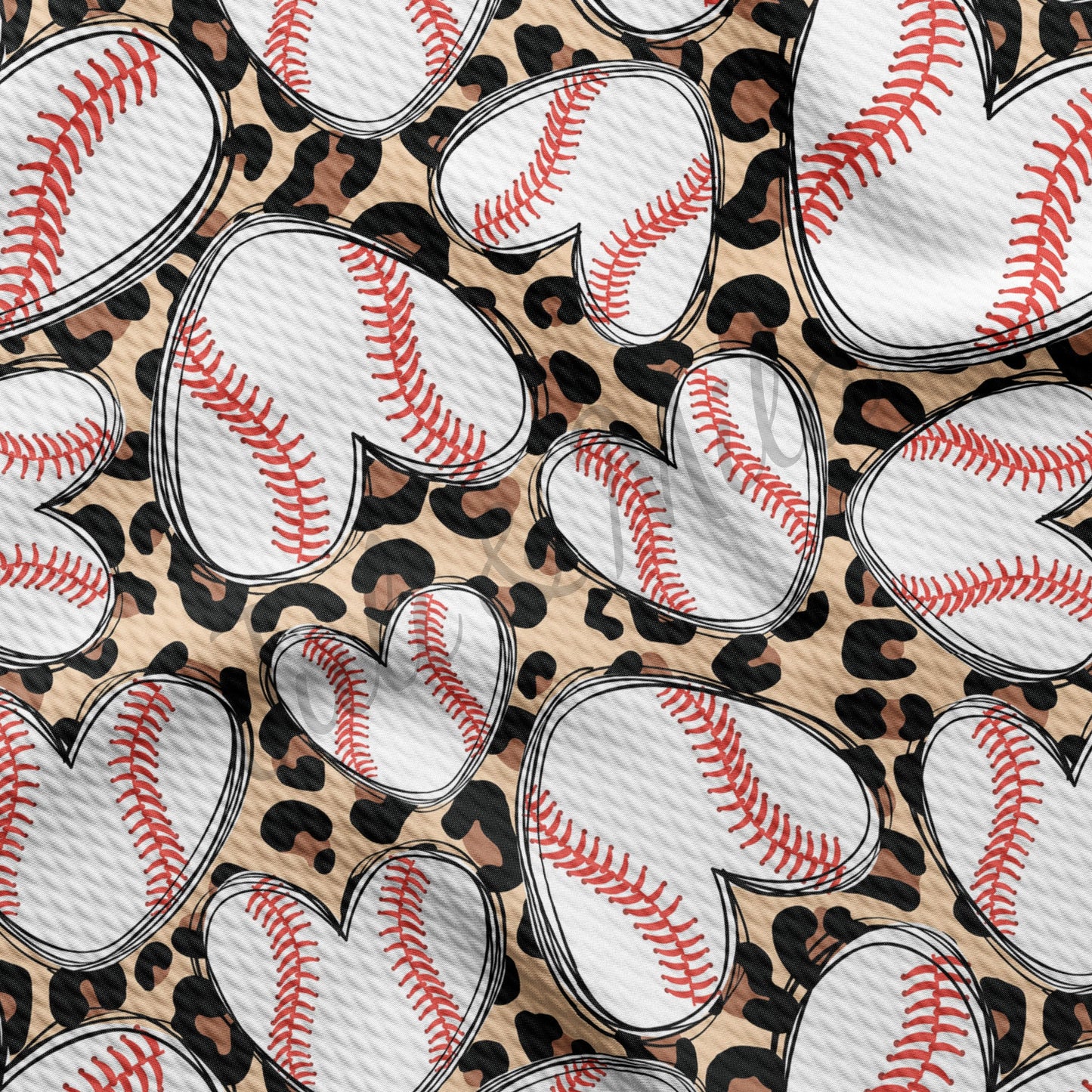 Baseball Hearts Bullet Fabric AA318