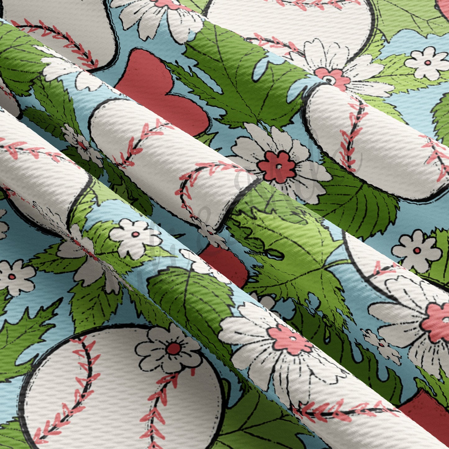 Floral Baseball Bullet Fabric AA229
