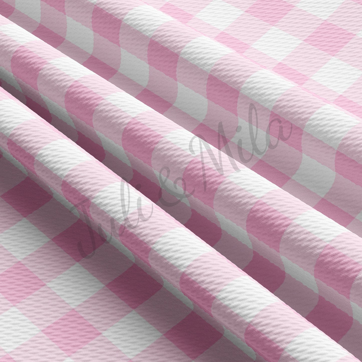 Pink Gingham Liverpool Bullet Textured Fabric AA237