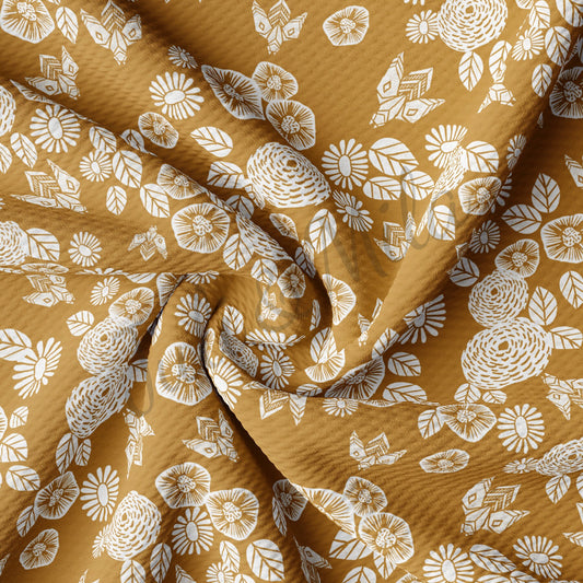 Mustard Floral Bullet Fabric AA426