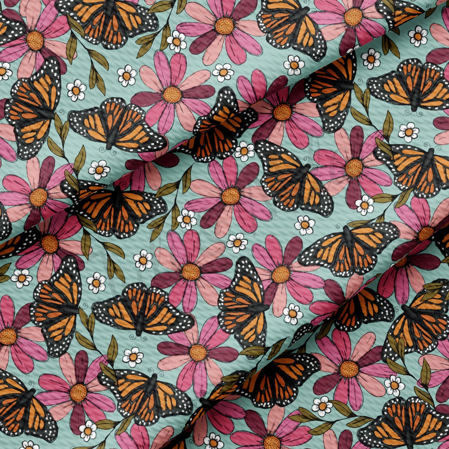 Floral Butterflies Bullet Fabric AA471