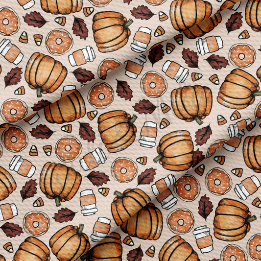 Pumpkin Fall Donuts Latte Bullet Fabric AA724