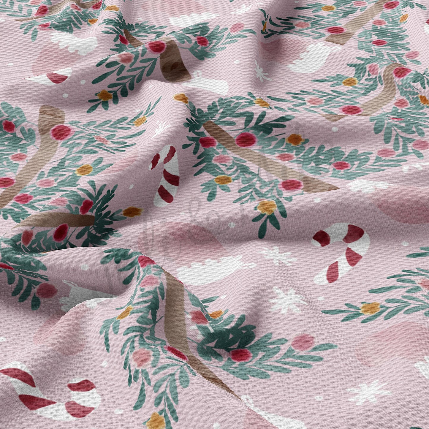 Pink Christmas Tree Bullet Fabric AA732
