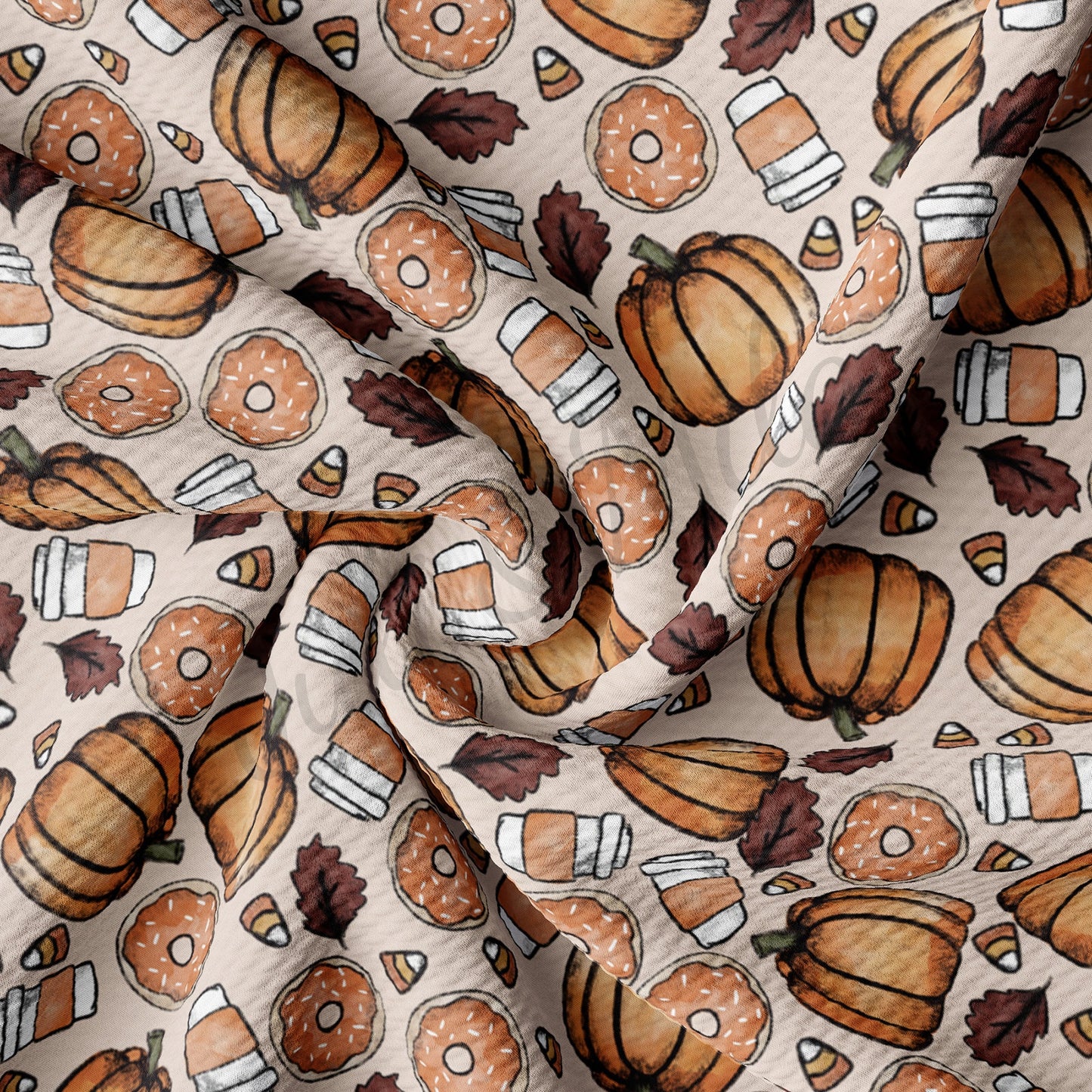 Pumpkin Fall Donuts Latte Bullet Fabric AA724