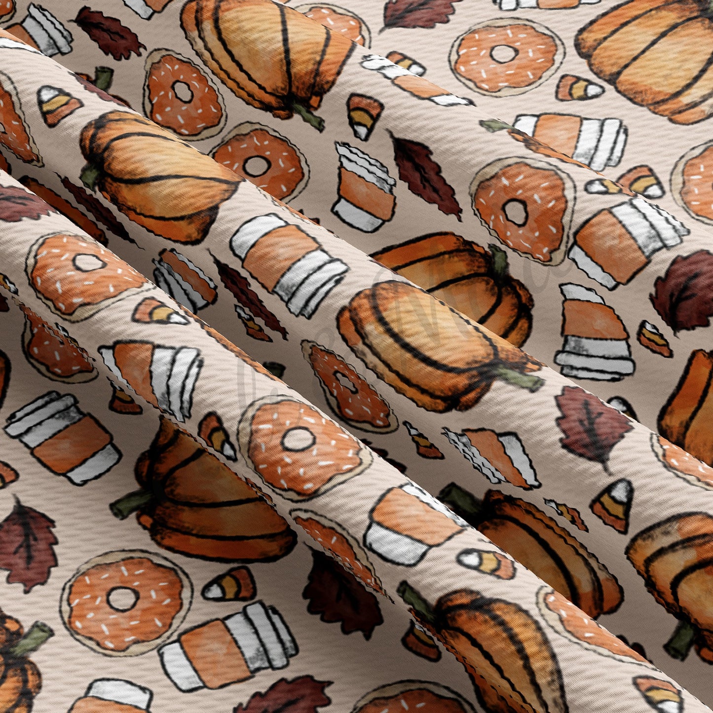 Pumpkin Fall Donuts Latte Bullet Fabric AA724