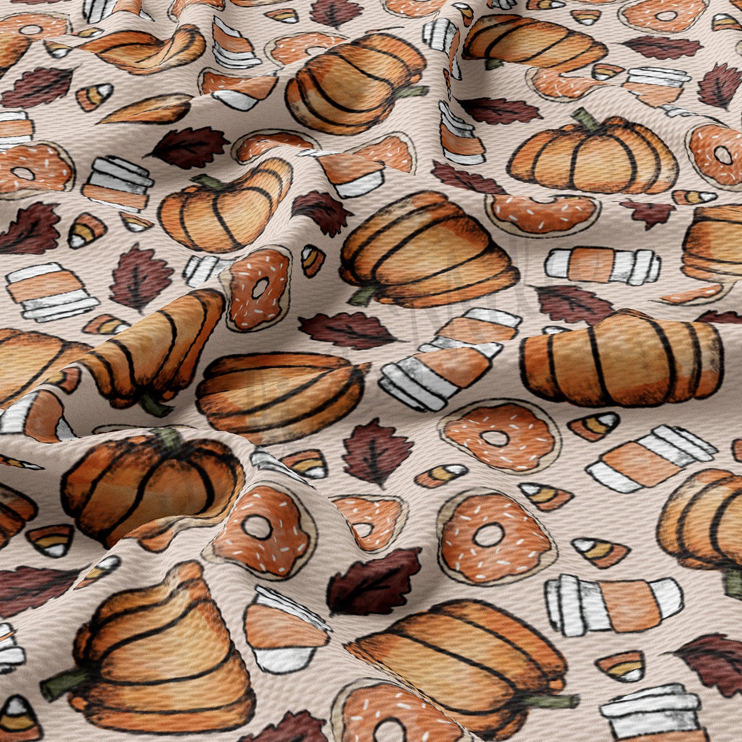 Pumpkin Fall Donuts Latte Bullet Fabric AA724