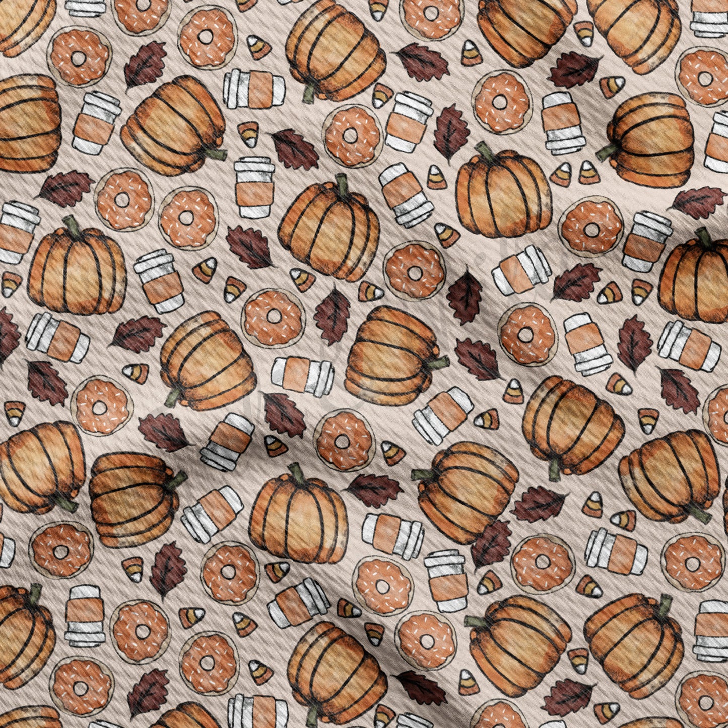 Pumpkin Fall Donuts Latte Bullet Fabric AA724