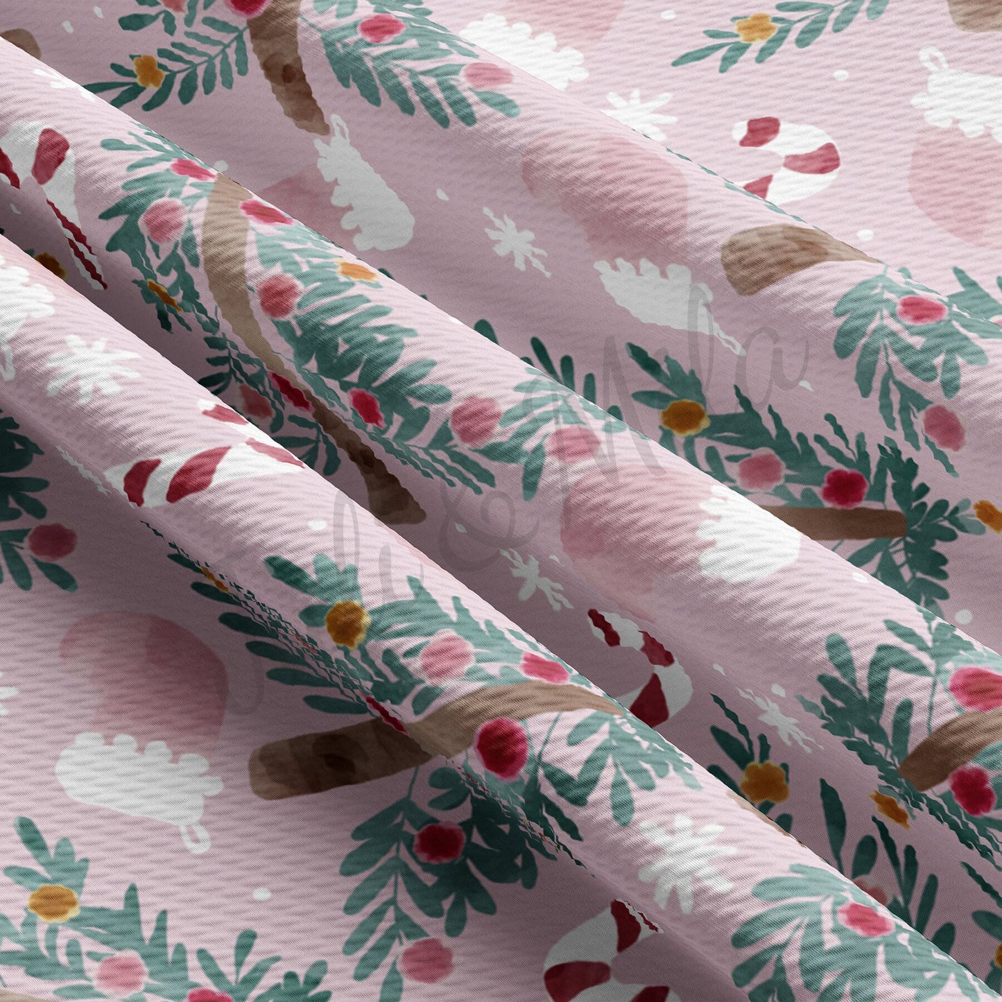 Pink Christmas Tree Bullet Fabric AA732