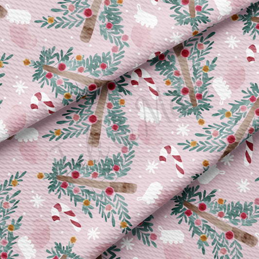 Pink Christmas Tree Bullet Fabric AA732