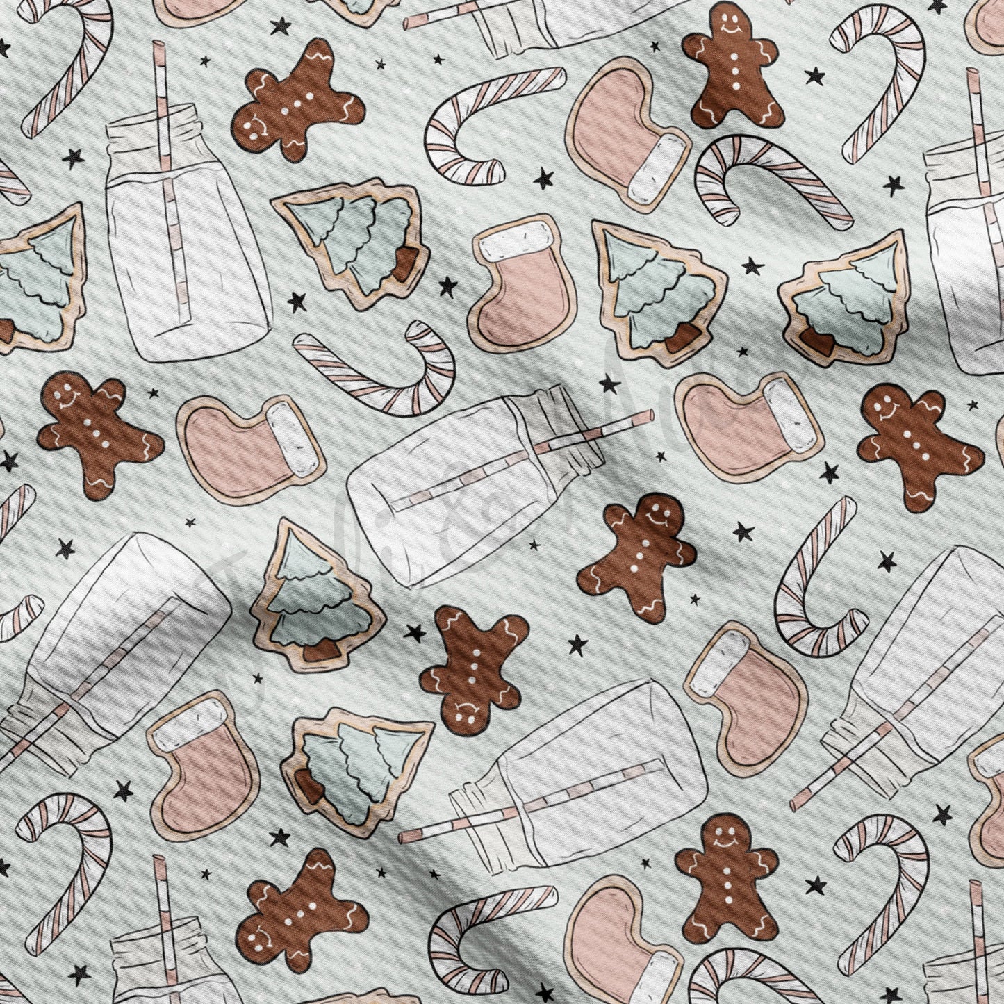 Christmas Milk Cookies Gingerbread  Bullet Textured Fabric AA948