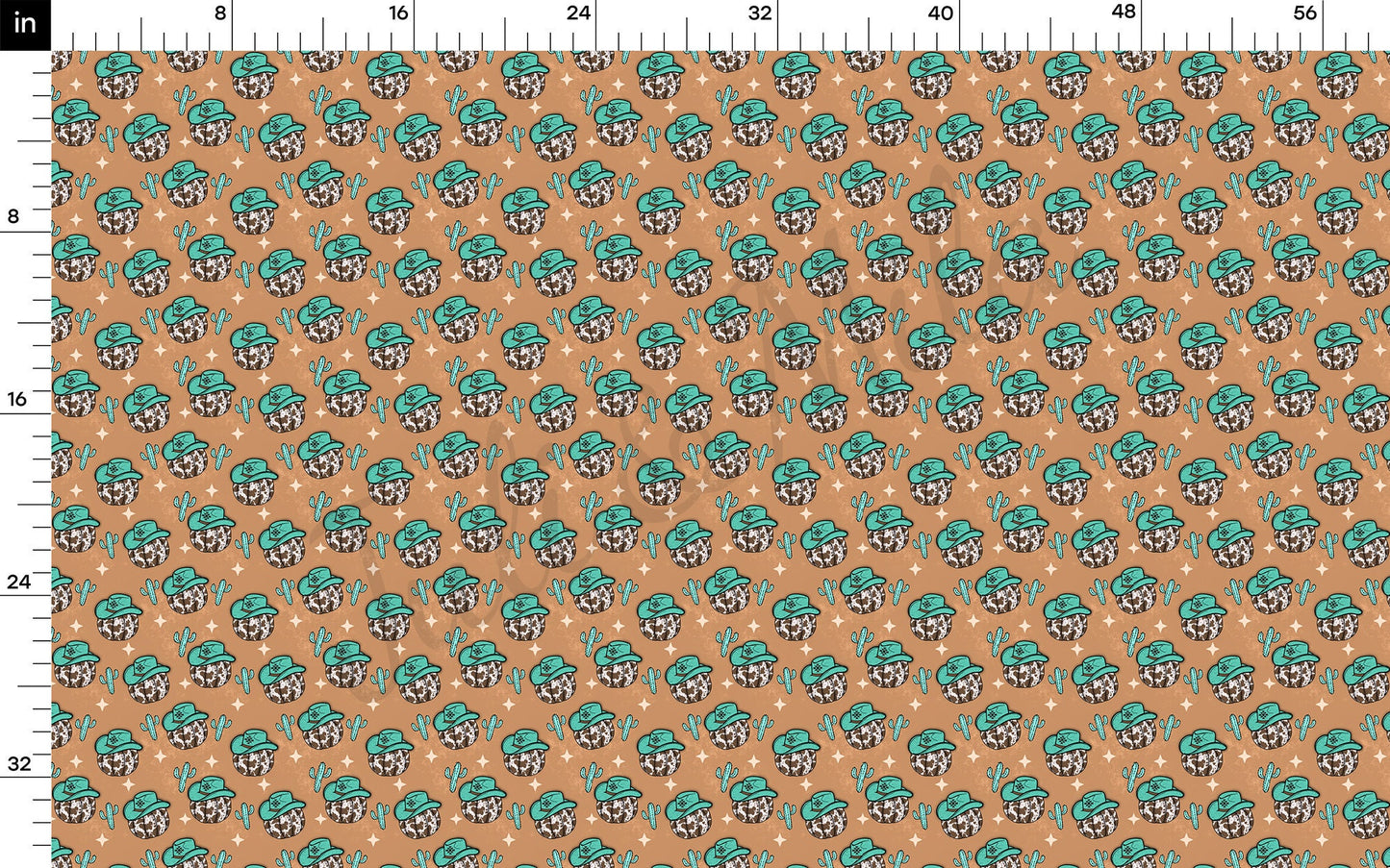 Pumpkin Cowboy Western  Bullet Textured Fabric AA950