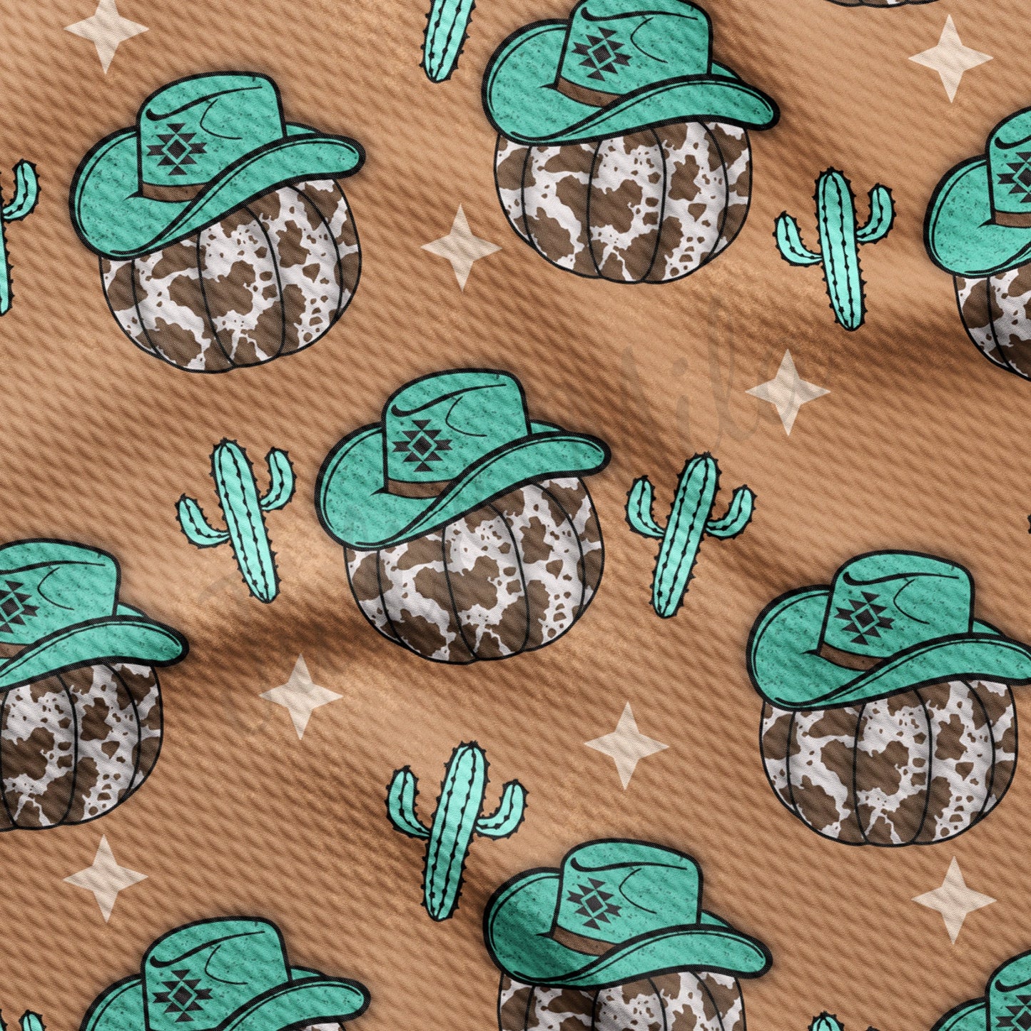 Pumpkin Cowboy Western  Bullet Textured Fabric AA950